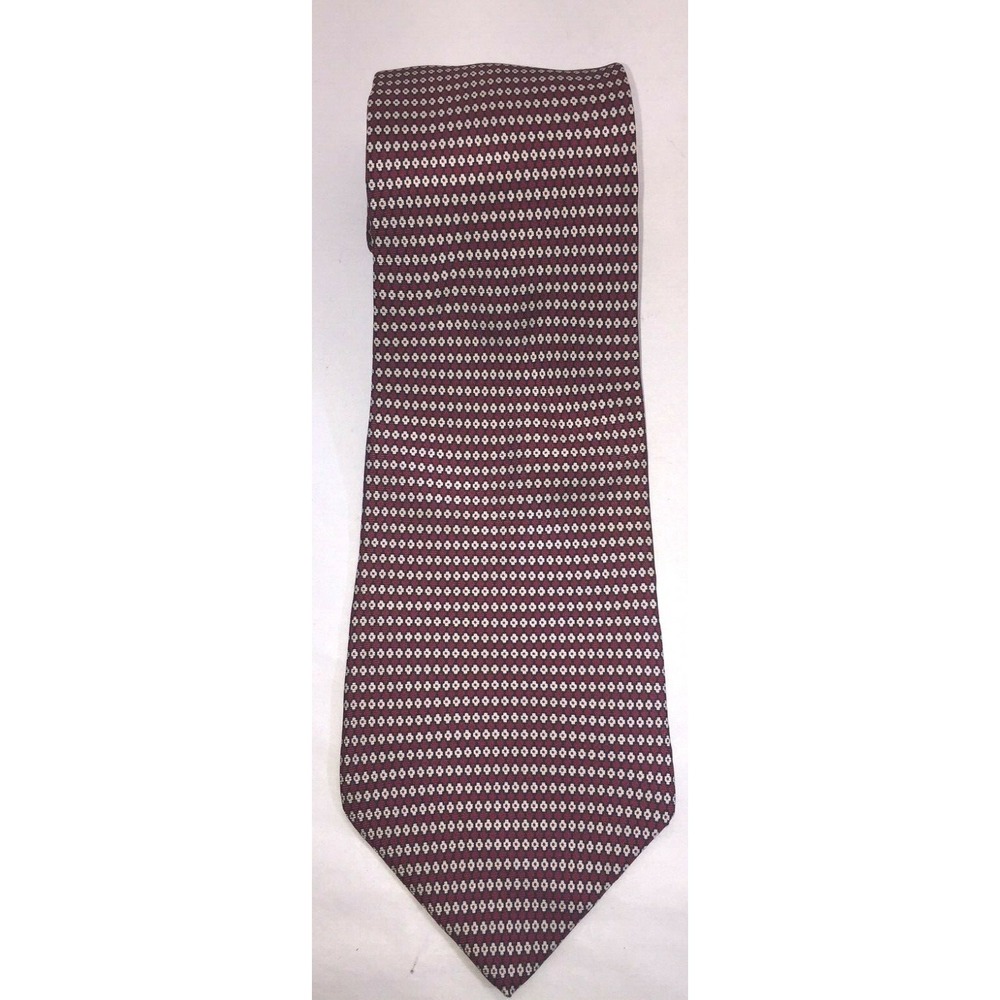 NOS Tommy Hilfiger Red with Small Diamond Pattern Silk Neck‎ Tie 58"